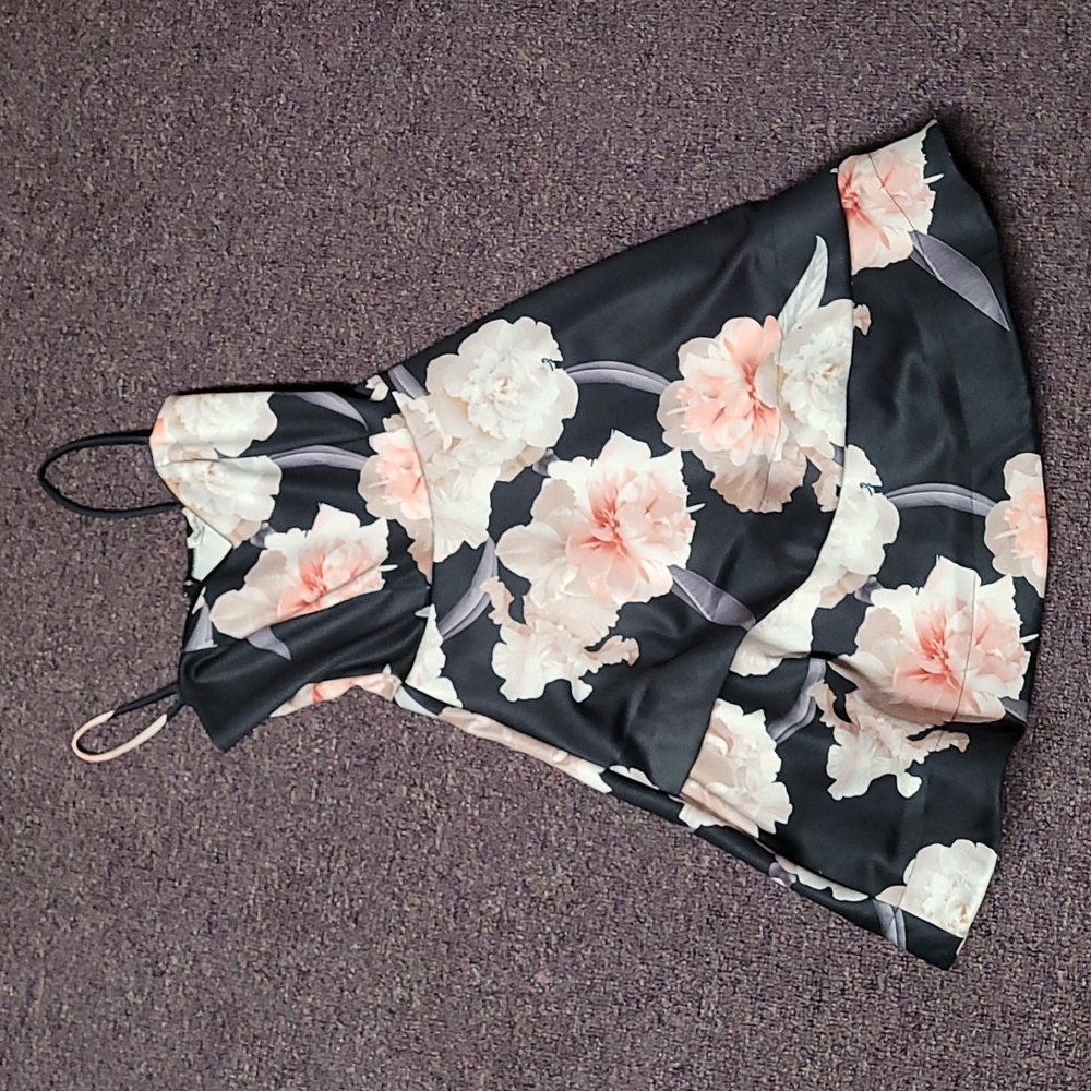 black floral mini dress